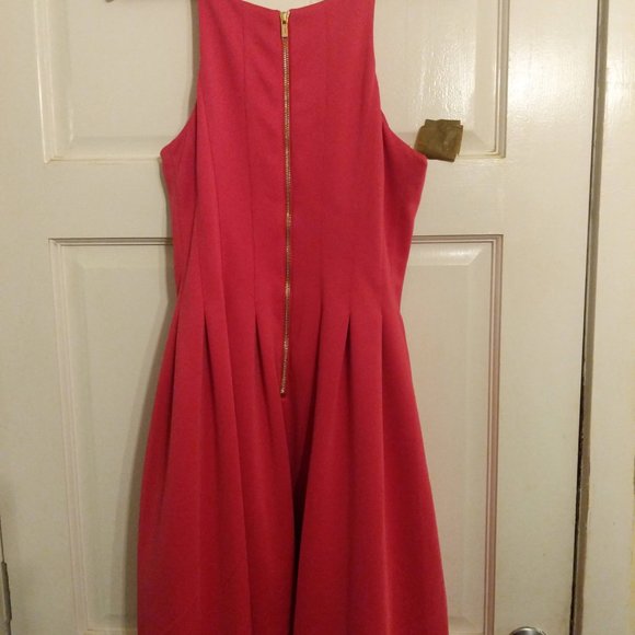 Calvin Klein Pink Scuba Watermelon Classic Fit and Flare Dress Size 10 - Picture 5 of 9